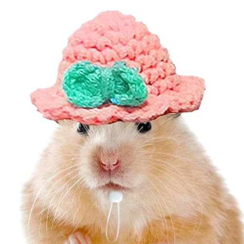 Nankoyal Winziger Hamsterhut – niedliche Haustier-Kopfbedeckung, gestrickter Hamsterhut, buntes Kostümzubehör, Tierkleidung mit verstellbarem Kordelzug für Party und Vogel von Nankoyal