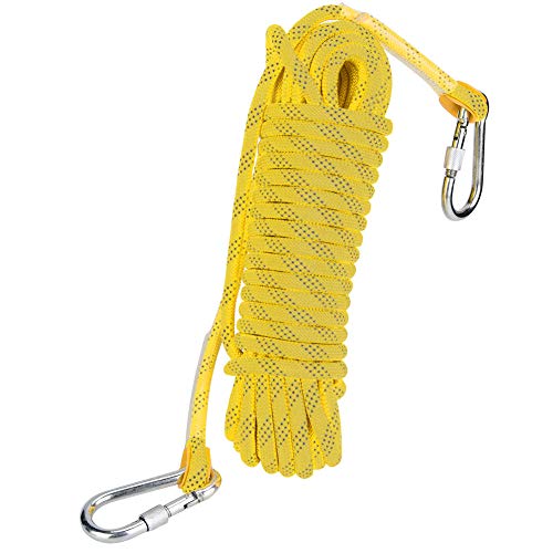 Survival Cord, Outdoor Kletterseil Leicht im Gewicht Robust und langlebig für Outdoor Survival Wandern Bergsteigen(Gelb, 50 Meter, 164 Fuß) von Nannigr