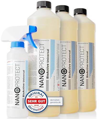 Nanoprotect BioActive Universal Geruchsneutralisierer | Biologischer Geruchsentferner und Textilerfrischer mit Wirkbeschleuniger | 3x1 L Konzentrat Set mit Sprühflasche Nanoprotect BioActive Universal Geruchsneutralisierer | Biologischer Geruchsentferner und Textilerfrischer mit Wirkbeschleuniger | 3x1 L Konzentrat Set mit Sprühflasche von Nanoprotect