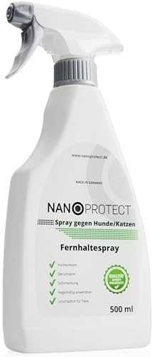 Nanoprotect Spray gegen Hunde/Katzen | 0,5 L Abwehrspray | Schnell- und Langzeiteffekt mit natürlichen Inhaltstoffen | Fernhaltespray gegen urinieren, kratzen und ankauen von Nanoprotect
