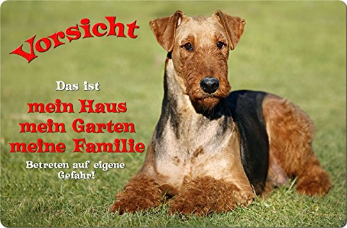+++ AIREDALE Terrier - Metall WARNSCHILD Schild Hundeschild Sign - AIT 11 T1 von Nanyuk