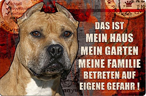 +++ American STAFFORDSHIRE Terrier - Metall WARNSCHILD Schild Hundeschild Sign - AST 06 T1 von Nanyuk
