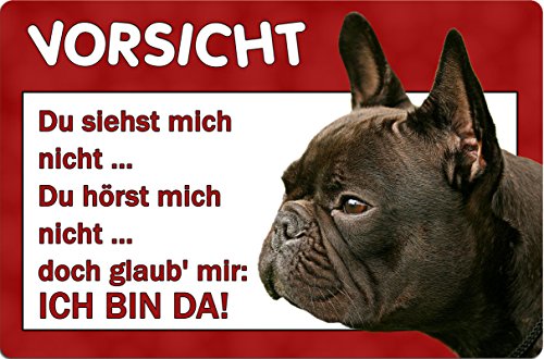 +++ Französische BULLDOGGE - Metall WARNSCHILD Schild Hundeschild Sign - FBD 12 T2 von Nanyuk