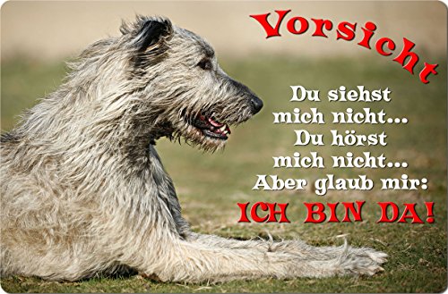 +++ Irischer WOLFHUND Irish Wolfshund - Metall WARNSCHILD Schild Hundeschild Sign - IRW 04 T2 von Nanyuk