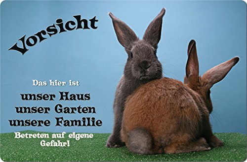 +++ KANINCHEN Hase Zwergkaninchen - Metall WARNSCHILD Schild Hundeschild Sign - KAN 05 T1 von Nanyuk