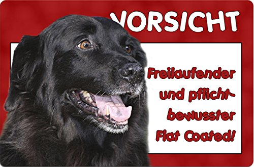 Nanyuk +++ Flat Coated Retriever - Metall Warnschild Schild Hundeschild Sign - FCR 04 T6 von Nanyuk
