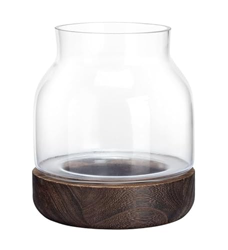 Napco Imports Runde Glasplatte mit Holzsockel, 17,5 x 10,7 cm, Pflanzen-Anzuchtvase oder Terrarium aus Glas und Holz Napco Imports Runde Glasplatte mit Holzsockel, 17,5 x 10,7 cm, Pflanzen-Anzuchtvase oder Terrarium aus Glas und Holz von Napco Imports