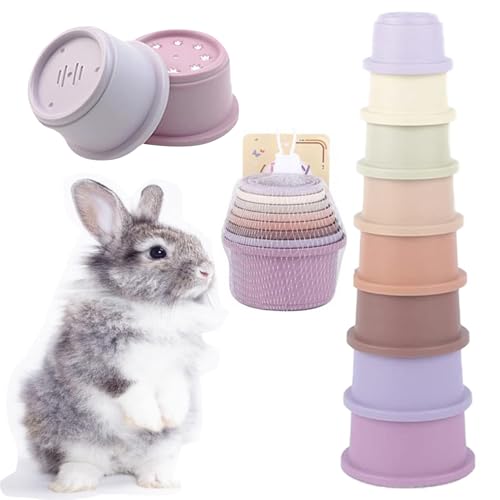 8 Stapelbare Becher für Kaninchen - stapelbare Tassen für Kaninchen, Spielzeug unterschiedlicher Größen | Stapelbare Tassen für kleine Tiere, Spielzeug für kleine Tiere, Nourriting und Spielecache von Naqqios