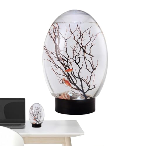 Betta Fischtank - Winziges Tanklicht, Inneneinrichtung Fisch | Schreibtisch Mini -Aquarium, Kleine Goldfischschale Mit LED -Licht, Tragbare Desktop -Landschaft, Lustiger Aquaponic Pflanzer Für Das Hei von Naqqios