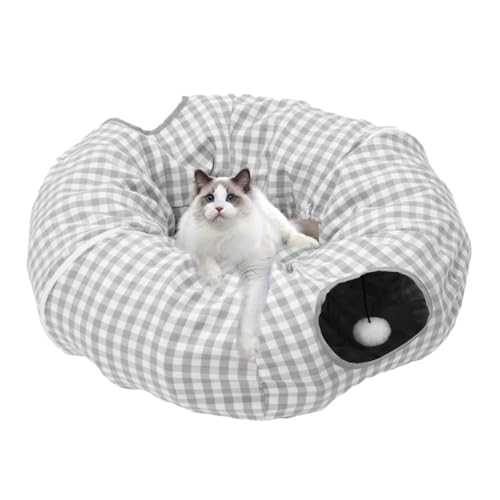 Betttunnel für Katzennest – vielseitiges Donut-Tunnel für Katzen | Beruhigende Katze, tragbar, mit 2 Eingängen, faltbarer Katzentunnel, aus Baumwolle, Katzenhöhle von Naqqios