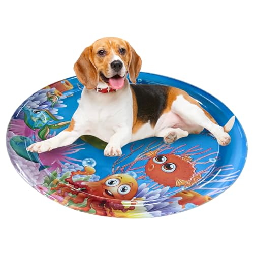 Cat Water Play Matte - Cartoon Water Pad Haustiere Babys Spiele Matte | Kühle Schwimmende Wassermatte Für Katzen, Lustige Wassermatte Für Kätzchen, Nicht Rutsches Katzenwasserspiel MA Für Kätzchen Ent von Naqqios