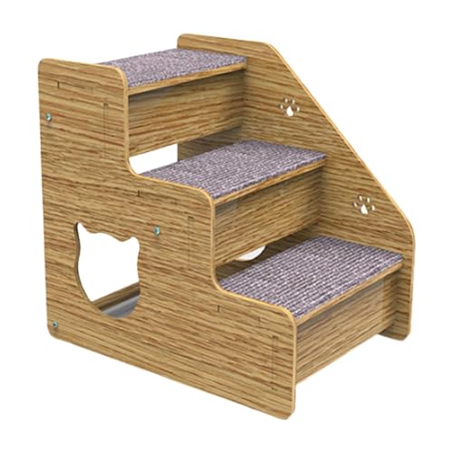 Hundetreppe für Hochbetten – 3-stufige Hunderampe für Bett, 3-stufige Leiter für mittelgroße und kleine Hunde, alte Katzen | rutschfeste Katzenbetten aus Holz, Leiter Hundetreppe für Hochbetten – 3-stufige Hunderampe für Bett, 3-stufige Leiter für mittelgroße und kleine Hunde, alte Katzen | rutschfeste Katzenbetten aus Holz, Leiter von Naqqios