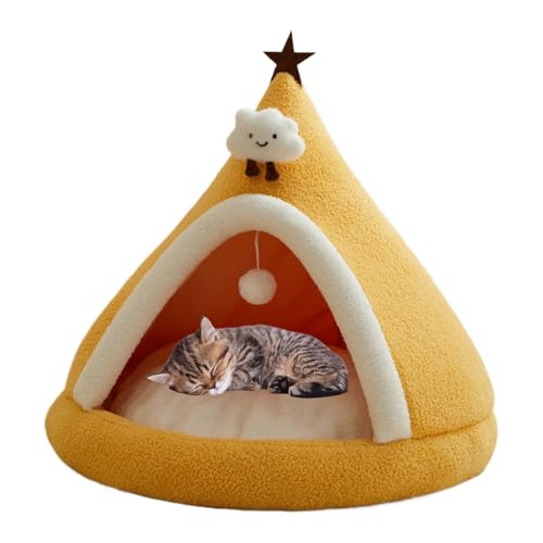 Katzenbetten für den Innenbereich – warmes Bett für kleine Hunde, Katzennestbett, halbgeschlossenes Schlafbett für Kätzchen, Welpen von Naqqios
