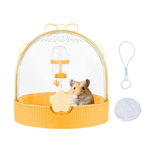 Tragbarer Haustierträger - Reise Hamster Käfig Bunny Carrier, Kleine Tierversorgung Mit Wasserflasche | Kleinstierträger - Reise Hamster Käfig Bunny Carrier, Leichte Transportkiste, Atmungsaktiv von Naqqios