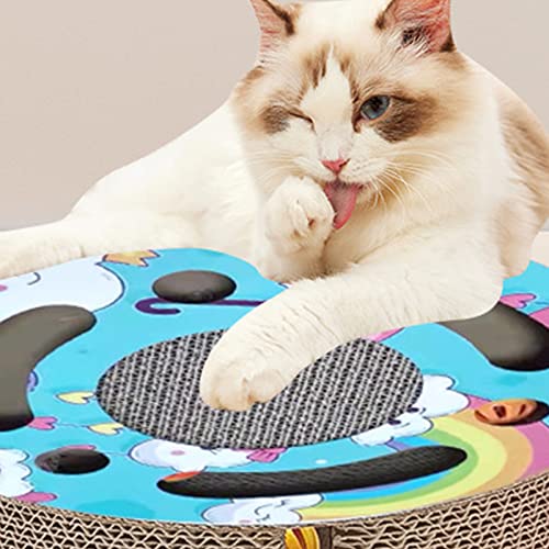 Cat Scratcher Pad Toy, Verdicktes 3-in-1 Interaktives, Gewelltes Kätzchen-Scratcher-Spielzeug, Rund für den Innenbereich (Nettes Muster) von Naroote