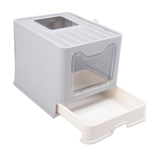 Faltbare Katzentoilette, Verhindert Spritzwasser. Robuste, Halbgeschlossene Katzentoilette für den Innenbereich (Gray) von Naroote