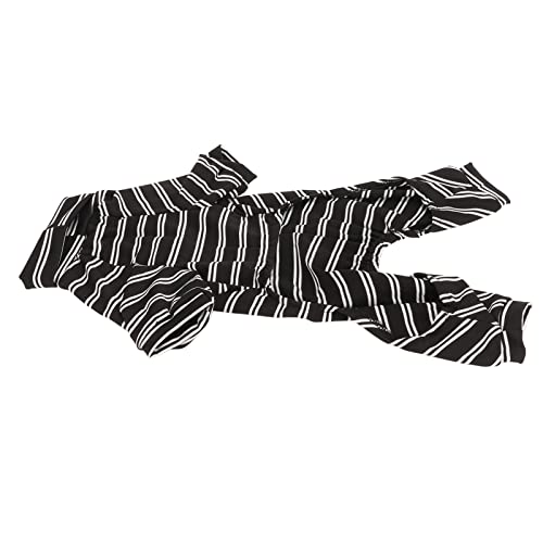 Naroote Gestreifter Pyjama für Hunde, schwarz-weiß Gestreiftes Polyester, Schweißabsorbierende Hundekleidung, Vollständige Abdeckung, Wundversorgung für Hautkrankheiten (L) von Naroote