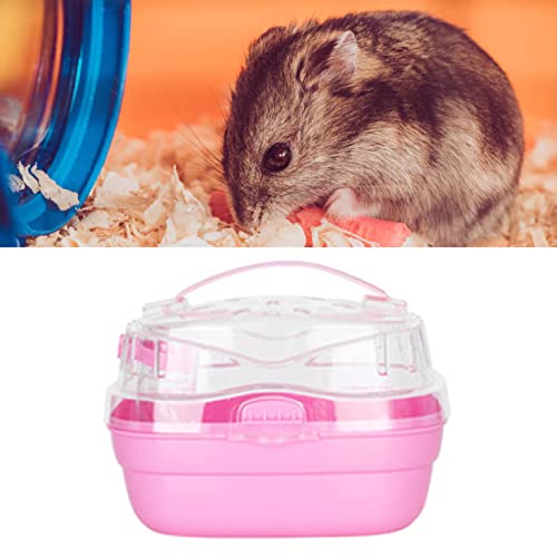 Naroote Hamster-Reisekäfig, Atmungsaktiver Hamster-Transportkäfig, Zart, Tragbar, Sicher, Verschleißfest für Kleine Tiere für den Urlaub (Rosa) von Naroote