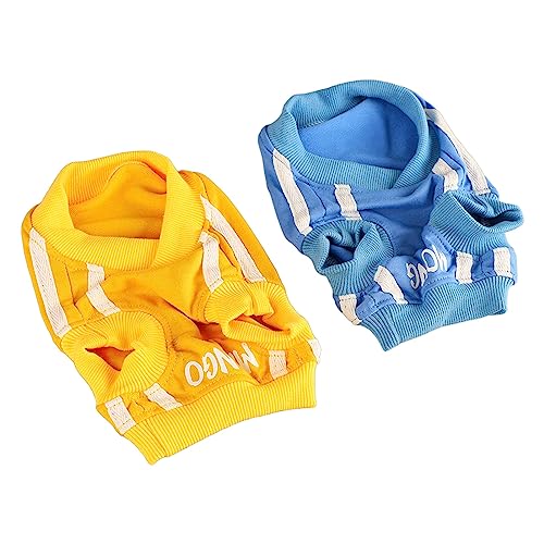 Hundekleidung, Hemden für Welpen, weich, leicht zu reinigen, 2 Stück, warm, für kleine Hunde (blau und gelb) von Naroote