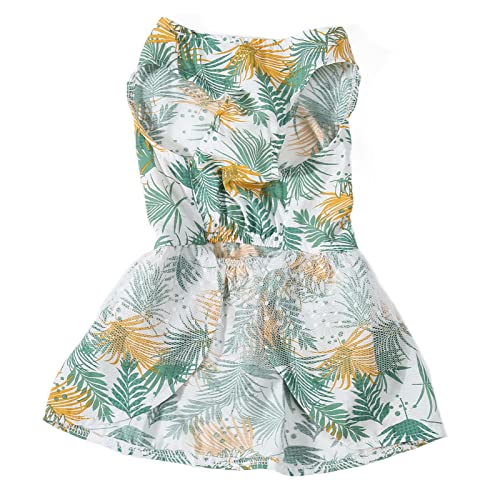 Hundemädchen-Kleid, Sommer-Hundekleid, Vermeidet Schmutz, Blattmuster, Weich, Leicht an- und Auszuziehen, Schönes Polyester für Katzen für den Alltag (M) von Naroote
