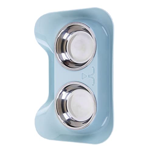 Katzenschüsseln, doppelte Schüssel, leicht zu reinigen, spritzwassergeschützt, für zu Hause (blau) von Naroote