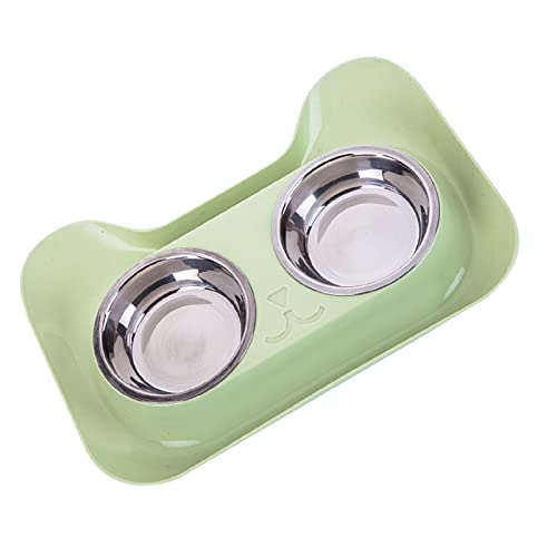 Katzenschüsseln, doppelte Schüssel, leicht zu reinigen, spritzwassergeschützt, für zu Hause (grün) von Naroote