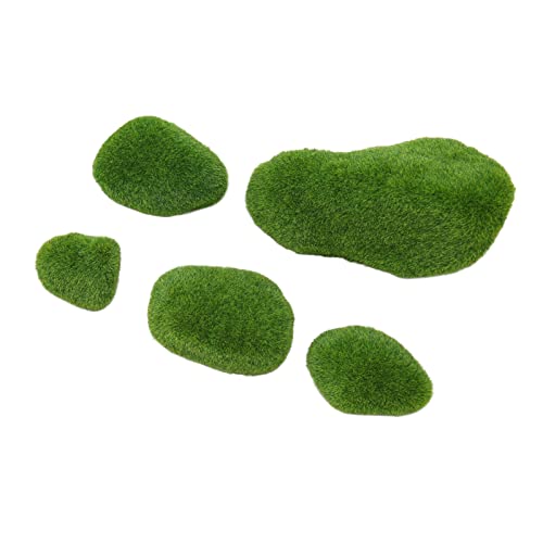 Künstliche Moosbälle, Sichere Dekorative Künstliche Moossteine, 5 Stück, Verstecktes Grünes Harz für Aquarien von Naroote