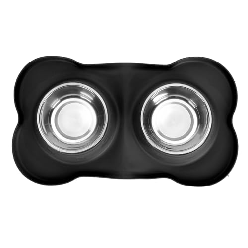 Naroote Doppelschalen, Hundhundhund Wasserhund Schüssel mit Geschirrspüler Geschirrspüler Sicher Gegen Zuhause Resistent (Black) von Naroote