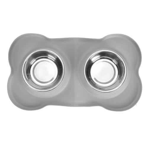 Naroote Doppelschalen, Hundhundhund Wasserhund Schüssel mit Geschirrspüler Geschirrspüler Sicher Gegen Zuhause Resistent (Gray) von Naroote