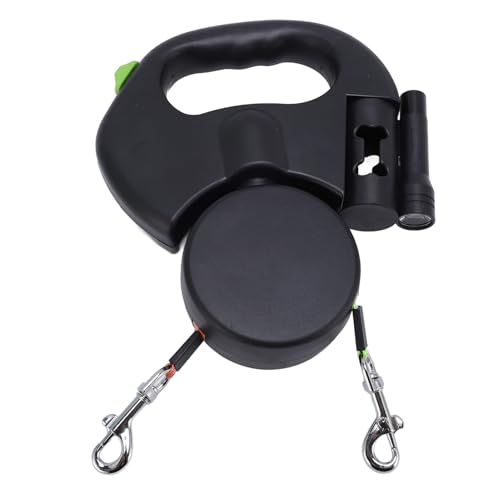Naroote Einziehbarer Leine mit Zwei Hunden, Automatisch Kompaktes Nylon Seil Extendable Pet -Leine für Hunde (Black) von Naroote