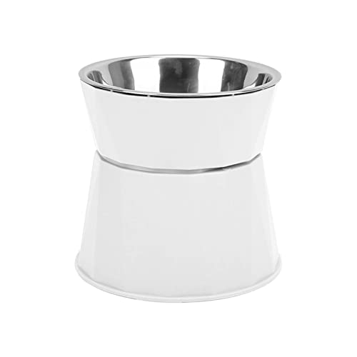 Naroote Erhöhte Hundeberschungen, Langsame Feeder Hundeschalen Katze Edelstahlschüssel Stand Hochleistungswasserbrunnen und Langsame Feeder -Hundeschale für Große Hunde (Weiß [hohe Doppelschüssel]) von Naroote