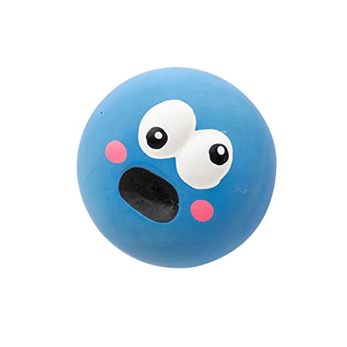 Naroote Interactive Fetch Sound Balls, Hohe Zähigkeit, Starke Belastbarkeit, Lustiges Gesicht, Latex, Quietschender Hundespielzeugball, Bissfestigkeit für Haustierbedarf (Blau) von Naroote