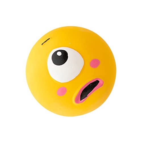 Naroote Interactive Fetch Sound Balls, Hohe Zähigkeit, Starke Belastbarkeit, Lustiges Gesicht, Latex, Quietschender Hundespielzeugball, Bissfestigkeit für Haustierbedarf (Gelb) von Naroote