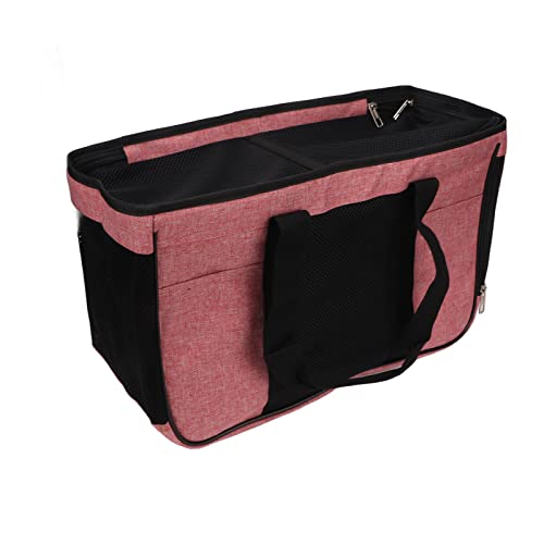 Naroote Katzentaschenhalter, Atmungsaktiv, Tragbar, Verhindert Auslaufen, Katzentasche mit Doppeltem Reißverschluss für Reisen und Einkaufen (Rosa mit Schwarz) von Naroote
