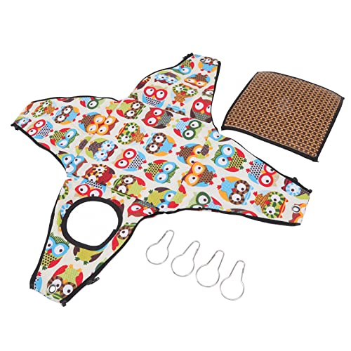 Naroote Kleintierhängematte, Sicherer Hamster -Schläfer Hamster Hängemaschusschein Eulenmuster Leicht zu Reinigen Wechseln (20 * 20 * 22 cm) von Naroote