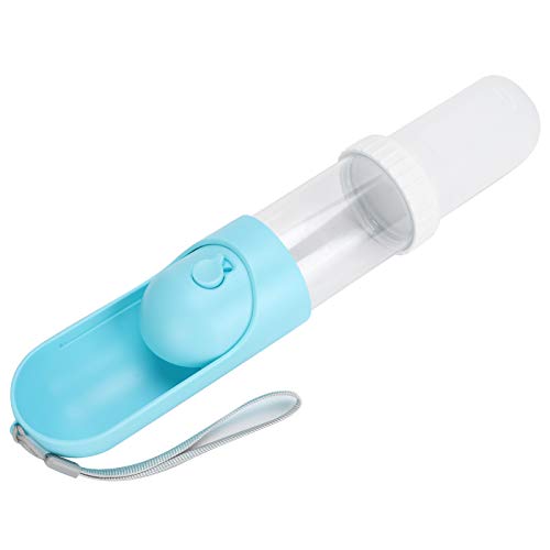 Naroote Leckflasche Wasser, Tierflasche Kleine Tragbare Wasserflasche für Tiere mit Einer Tasse für Haustiere Zum Reisen (Einziehbarer Wasserkörnernblau) von Naroote