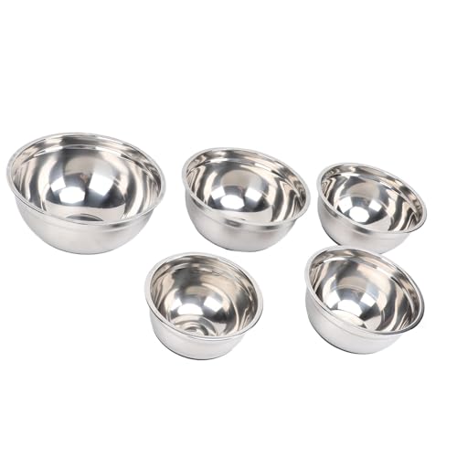 Naroote Metallschalen, Set von 5 Stück Edelstahlschalen mit Verdickter Dickede -Design für die Hausküche (A) von Naroote