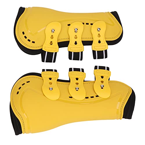Naroote Reitstiefel Vorderbeinschutz Vorne Offen Springschuhe Gelb Einstellbar Atmungsaktiv Verhindert das Ausrutschen Beim Training (M 0,7 Zoll) von Naroote