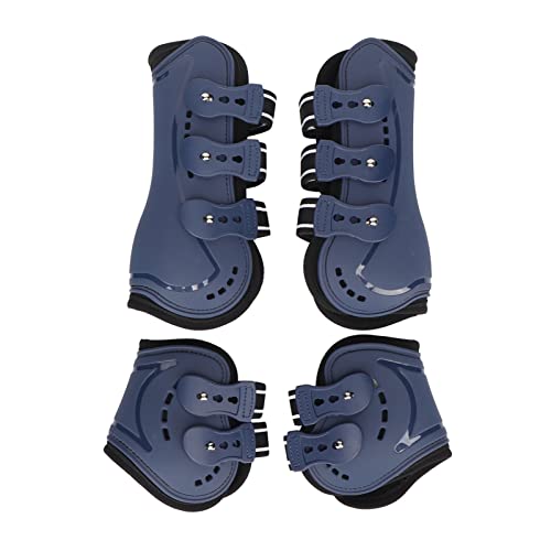 Naroote Gamaschen Pferd 4er Set, Springgamaschen für Pferde, Blaue Vorderseite Gamaschen & Streichkappen, Bequeme, Atmungsaktive Gamaschen für das Laufen (L) von Naroote