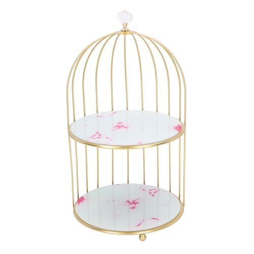 Naroote Vogelkäfig-Organizer, Leicht zu Reinigen, Doppellagiges Aufbewahrungsregal, Multifunktional, Platzsparend, Goldener Rahmen, Verschleißfest, für Badezimmer-Arbeitsplatte (Rosa Naroote Vogelkäfig-Organizer, Leicht zu Reinigen, Doppellagiges Aufbewahrungsregal, Multifunktional, Platzsparend, Goldener Rahmen, Verschleißfest, für Badezimmer-Arbeitsplatte (Rosa von Naroote