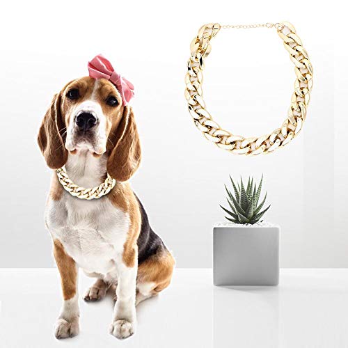 Redxiao Hundehalsband, goldenes Hundehalsband, modisches Choke-Plastikdekorationshalsband für Hundehaustier(Golden) von Naroote
