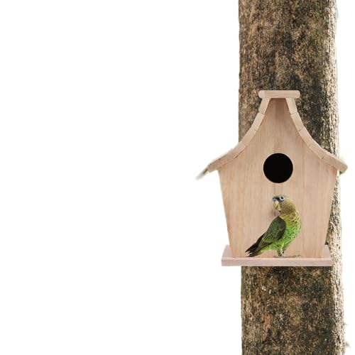Vogelhaus aus Holz, Brutkasten, Hängender Vogelgarten, Terrasse, Dekorativer Nistkasten, Vogelhaus Hängendes Vogelhaus für Draußen für Papageien, Wellensittiche, Kleine Vögel von Naroote
