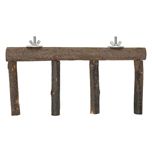 Vogelleiterständer, 4 Stufen, Einfache Installation, Sichere Dekoration, Vogelleiter aus Holz, Gebogene Installation für Kleine, Mittelgroße Papageientiere (L) von Naroote