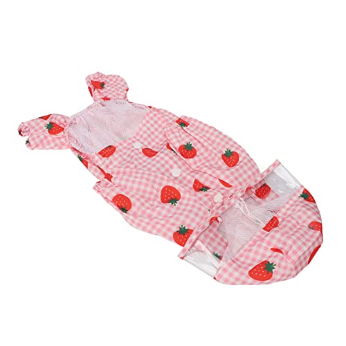 Naroote Welpen-Regenjacke, Reflektierender Polyester-Stoff, Erdbeermuster, Leichter Hunde-Regenmantel Zum Spazierengehen (M) von Naroote