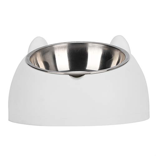 rutschfeste Futterschale für Haustiere Tiernahrungsschüssel, niedliche Hundefutterschale Edelstahl-Hundefutterschale, Welpe(White, with Stainless Steel Bowl) von Naroote