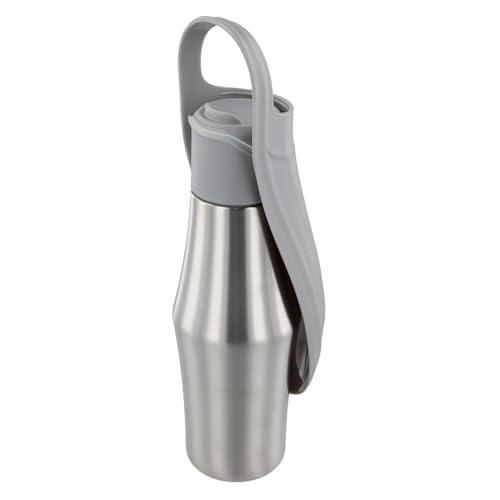 Hundetrinkflasche für Unterwegs, 750ml Tragbare Haustier Trinkflasche, Trinkflasche Hunde für Unterwegs, Edelstahl Trinkflasche Hund, für Haustiere Zum Spazierengehen und Wandern Im Freien, Grau von Naseom