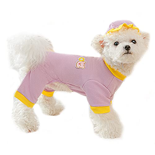 Haustier-Kleidung, Hundehemd mit Hut, Hoodies, T-Shirt, Pyjama-Kostüm für kleine, mittelgroße Hunde (XL, Violett) von NashaFeiLi