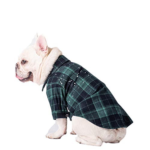 Haustier-Kleidung, kariert, für den Winter, warm, für Chihuahua, Yorkshire, kleine und mittelgroße Hunde, Größe M, Grün von NashaFeiLi
