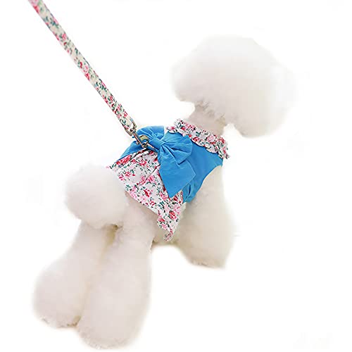 Haustier-Kleidung für Hunde, Prinzessinnenkleid, Blumenmuster, Tutu-Rock mit Schleife, für kleine und mittelgroße Hunde (XL, blau) von NashaFeiLi