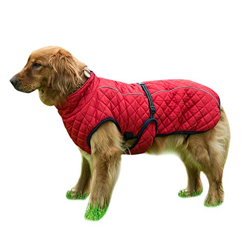 Haustierjacke, Hunde-Wintermantel mit reflektierenden Streifen, kaltes Wetter, Kostüm, Mantel für kleine, mittelgroße und große Hunde (2XL, rot) von NashaFeiLi